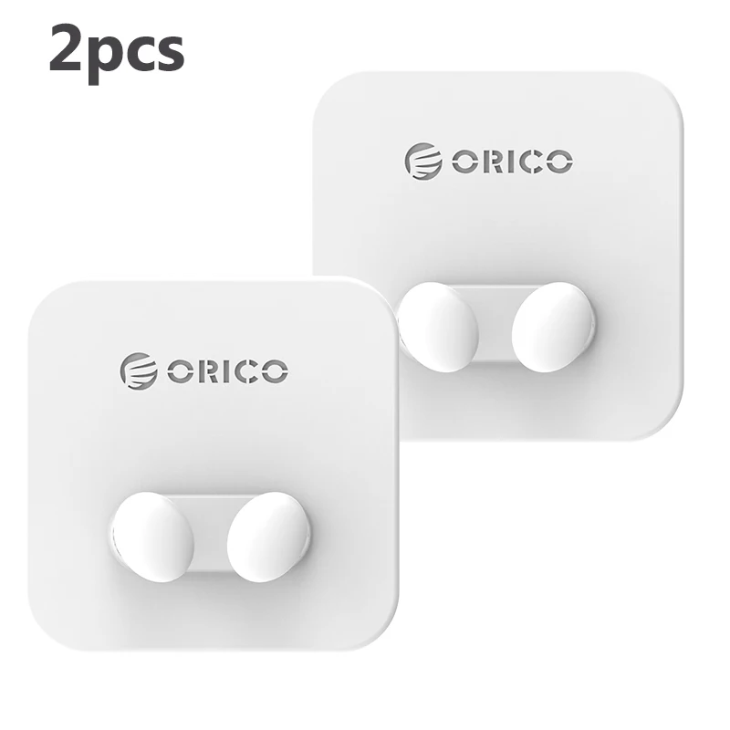 2pcs White ORICO, силиконовый настенный крючок, вешалка, вилки, держатель, двойной крючок, держатель кабеля для кухни, ванной комнаты, спальни, аксессуары, водозащитный крючок, 2 шт - Цвет: 2pcs White
