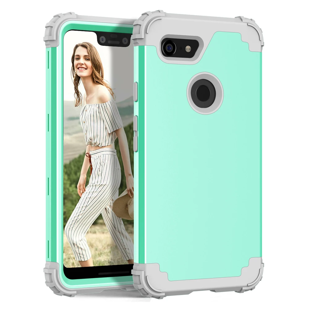 Navy Gray Телефон с противоударной защитой чехол s для Google Pixel 3 XL чехол Полный корпус крышка 3 в 1 Гибридный Жесткий ПК и мягкий силиконовый сверхпрочный - Цвет: Navy Gray