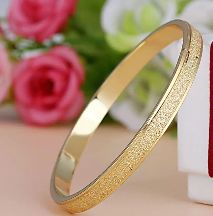 gold 2 Распродажа, 1 шт., новинка, корейская мода, двойной круг, женские браслеты, скраб, розовое золото, браслет для девочек, свадебные ювелирные аксессуары - Окраска металла: gold 2