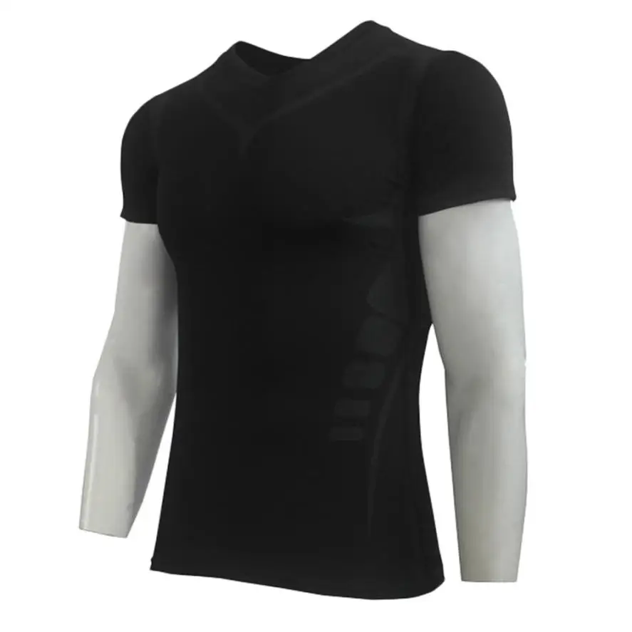

Brand Mens Compression Tight Skin Shirt Muscle Stretch Short Sleeve Top Polyester Solid T-Shirt Fashion Bomber Pop Sale # AA