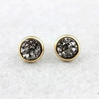 rock crystal druzy stud earrings for women crystals druzy button stud earrings