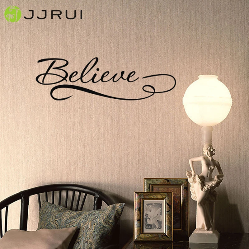 JJRUI Believe Quote Съемные Виниловые настенные художественные цитаты наклейка домашний