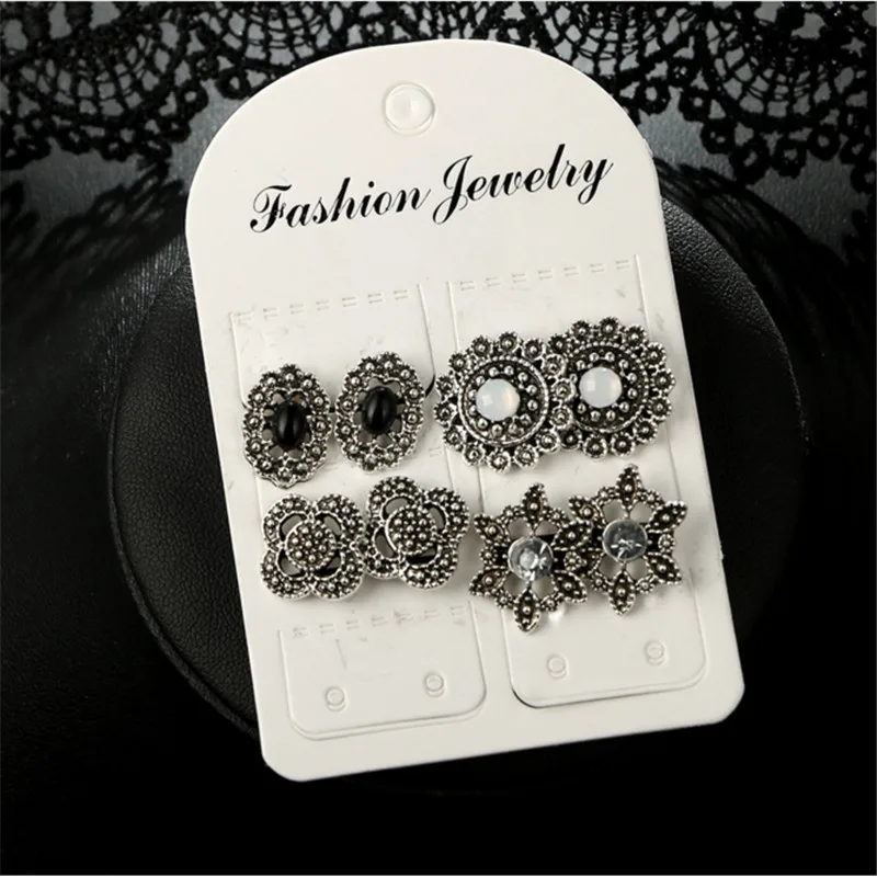 Серьги женские ажурные с искусственным жемчугом 4 пары/компл. | Украшения и