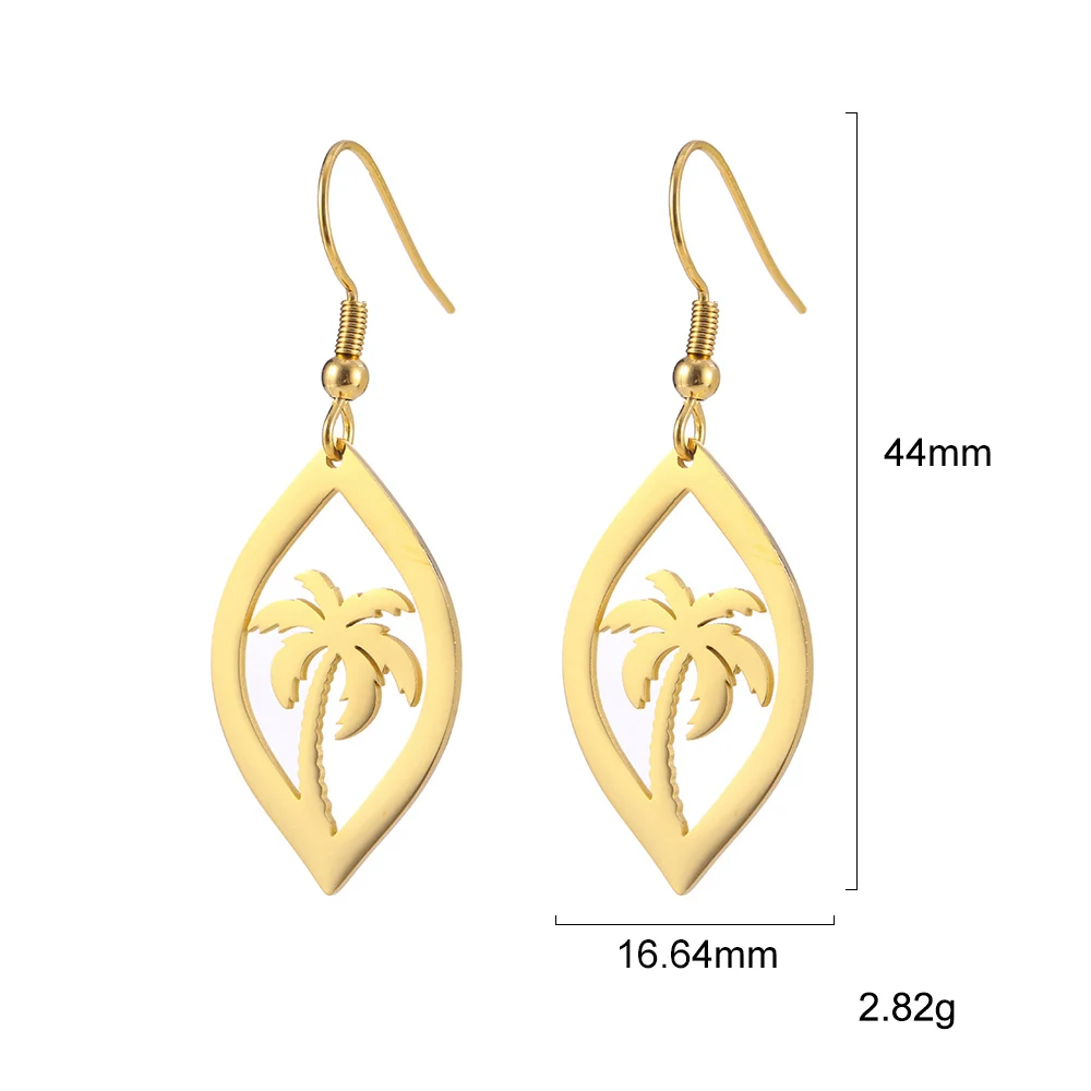 Gold Palm Tree My shape, пляжные, кокосовые пальмы, полые, массивные серьги, нержавеющая сталь, Летний стиль, свисающие серьги, аксессуары для ушей, новинка - Окраска металла: Gold Palm Tree