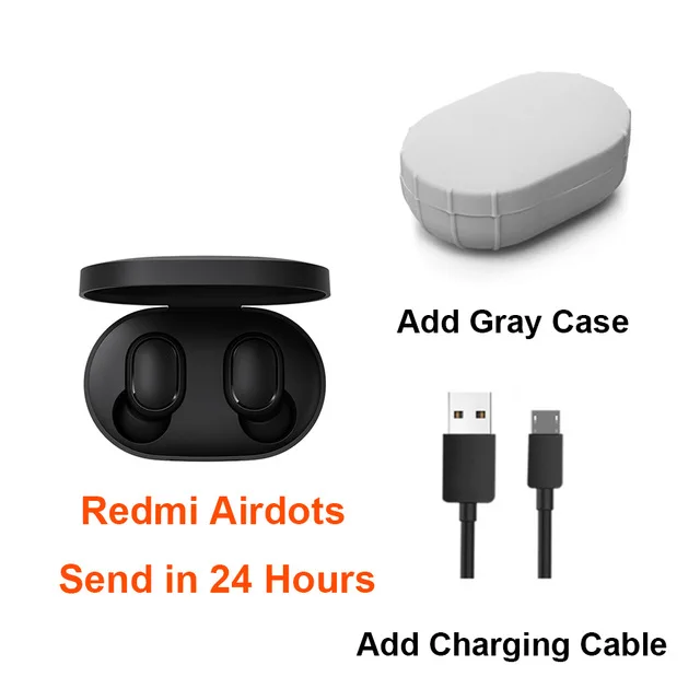 CN add case and line Xiaomi Redmi Airdots TWS, Bluetooth 5,0, беспроводные наушники, гарнитура, наушники, голосовое управление, шумоподавление, управление краном - Цвет: CN add case and line