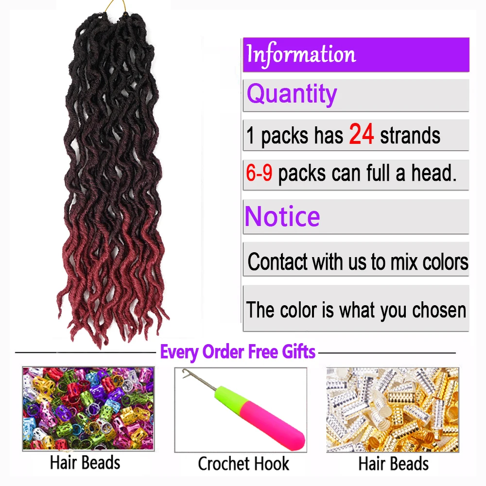 Nu Ombre faux locs curly волнистые вязаные крючком косички 20 дюймов мягкий бохо локс