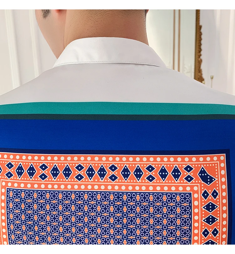 Модные Клубные мужские рубашки контрастного цвета с принтом, повседневные Атласные Рубашки с цветами, мужские дизайнерские рубашки