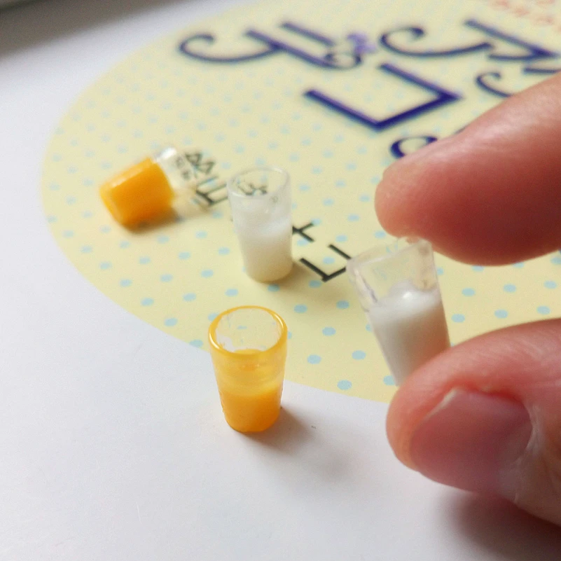 Tanduzi 4pcs Kawaii Resin Simulation Food Mini Mango Juice Milk Cup DIY 1:12 Dollhouse Miniature Decoration Crafts | Дом и сад