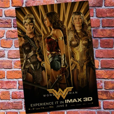 Винтажный бумажный Ретро аниме постер-Wonder Woman DC-poster cudi poster/Винтажный домашний Настенный декор - Цвет: Белый