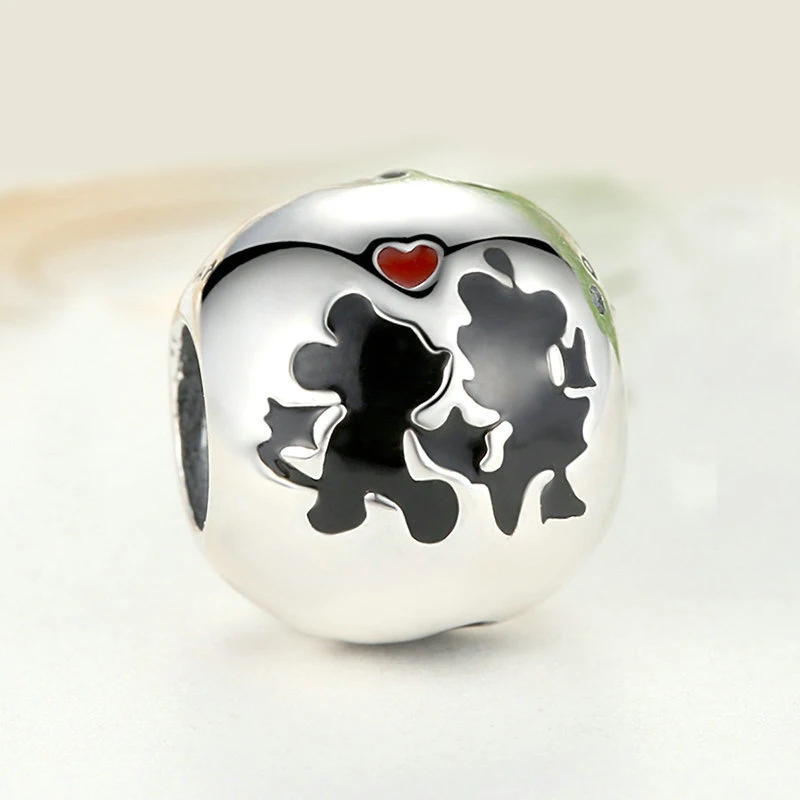 DIY Handmade Superior Quality 100% S925 Sterling Silver Beads Enamel Mickey Minnie Fit Pandora Bracelet Charm Original Jewelry | Украшения