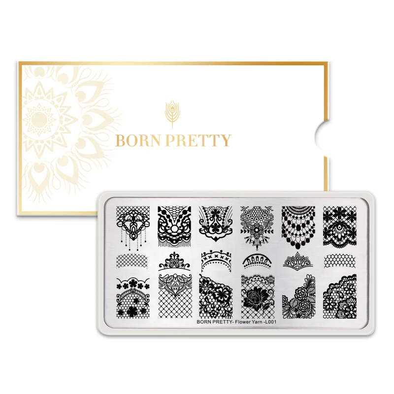 Прямоугольные пластины для стемпинга BORN PRETTY из нержавеющей стали цветы Бабочка