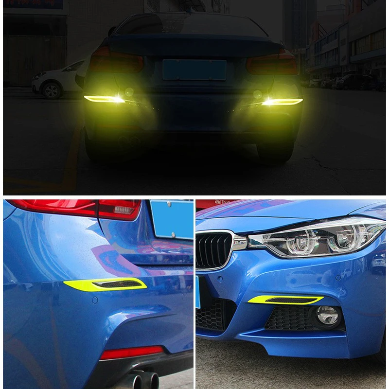 

For Audi Q3 Q5 Q7 A4 A2 A1 Front Rear Bumper Waterproof Reflective Warning Strips Carbon Fiber Color Sticker Car Accessories