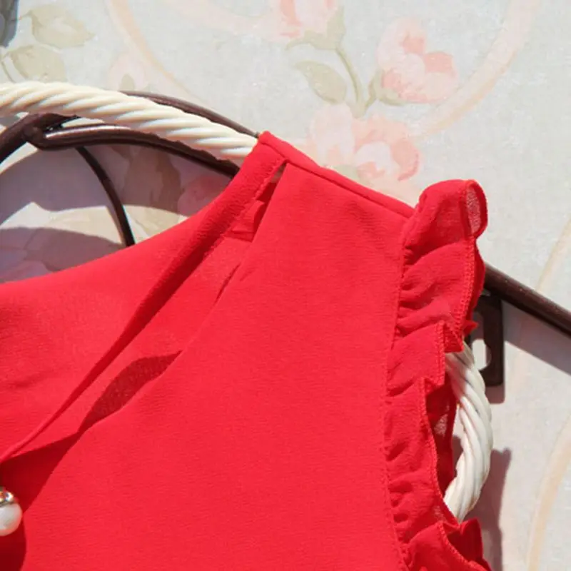 2017 летняя блузка для маленьких девочек-подростков детские шифоновые топы без