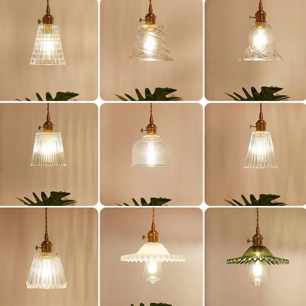 Glass Pendant Light Nordic Pendant Lamp Copper Lamp Brass Creative Minimalist E27 Transparent Lampshade For Restaurant Light