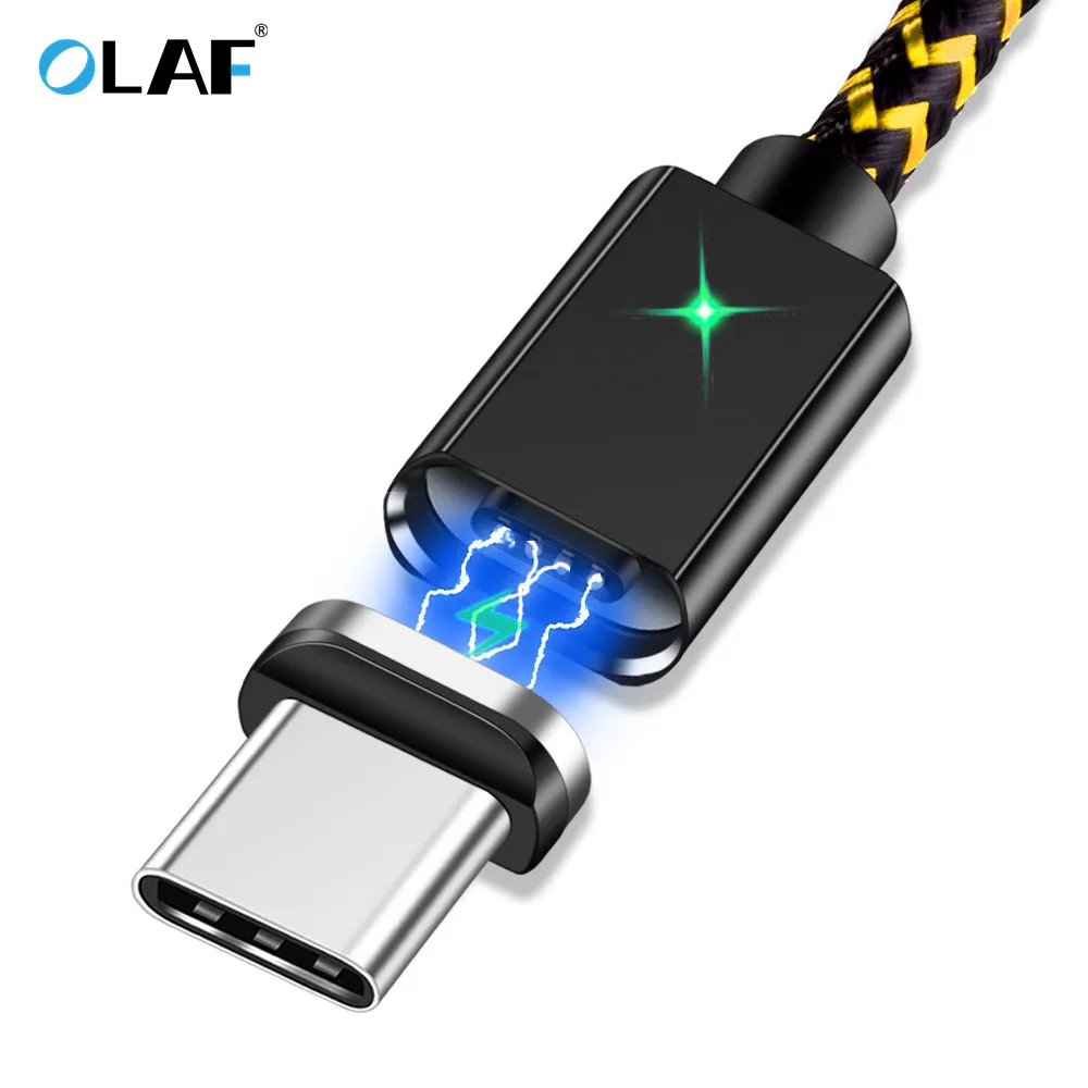 Магнитный кабель OLAF usb type-C для samsung galaxy s8 note8 plus type-C светодиодный кабель с магнитной USB-C для быстрой зарядки USB C