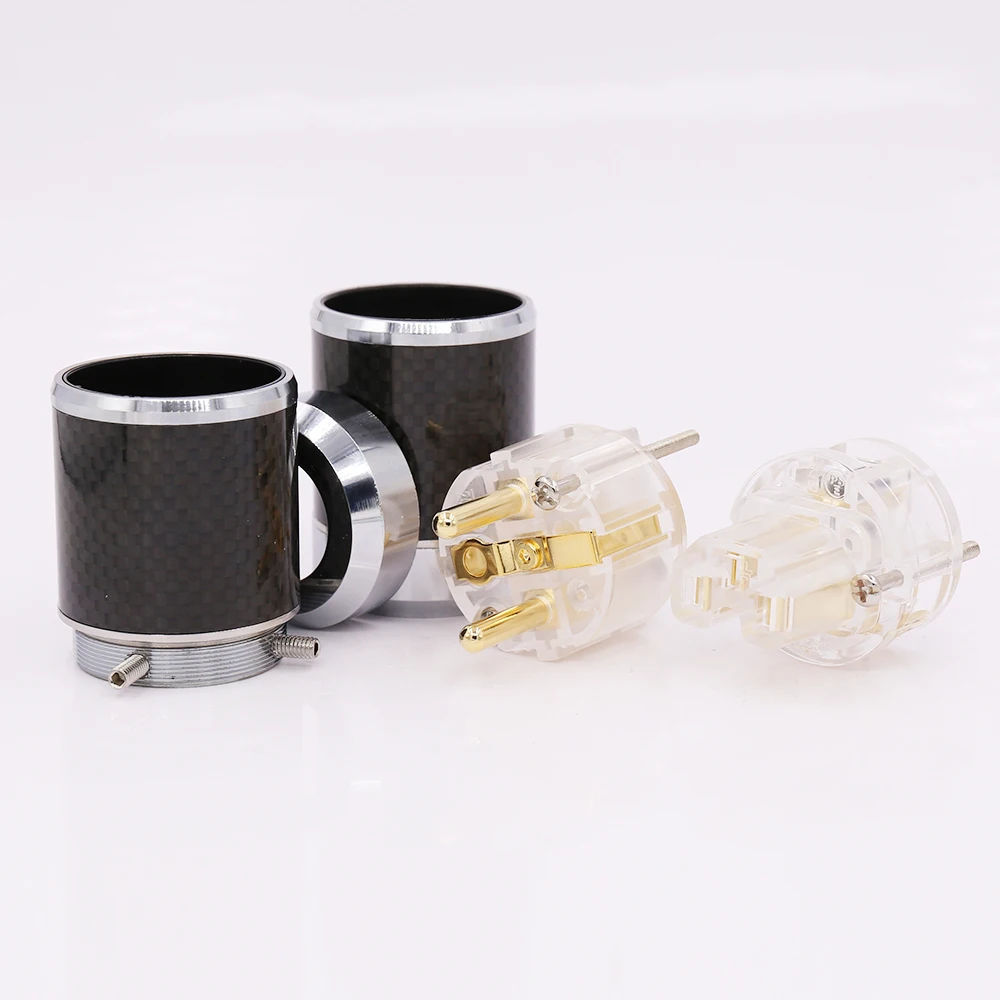 Пара из углеродного волокна позолоченный ЕС Schuko штекер IEC Женский Разъем DIY