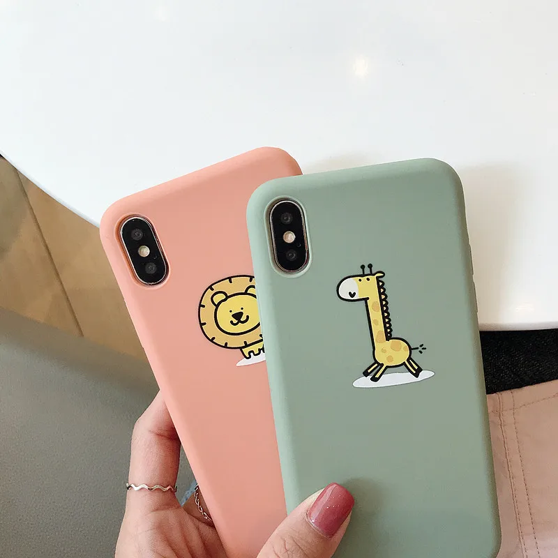 PEEPING милый мультяшный чехол с животными жирафом львом для iPhone 7 7plus 6 6S 6plus 8 8plus X XR XS