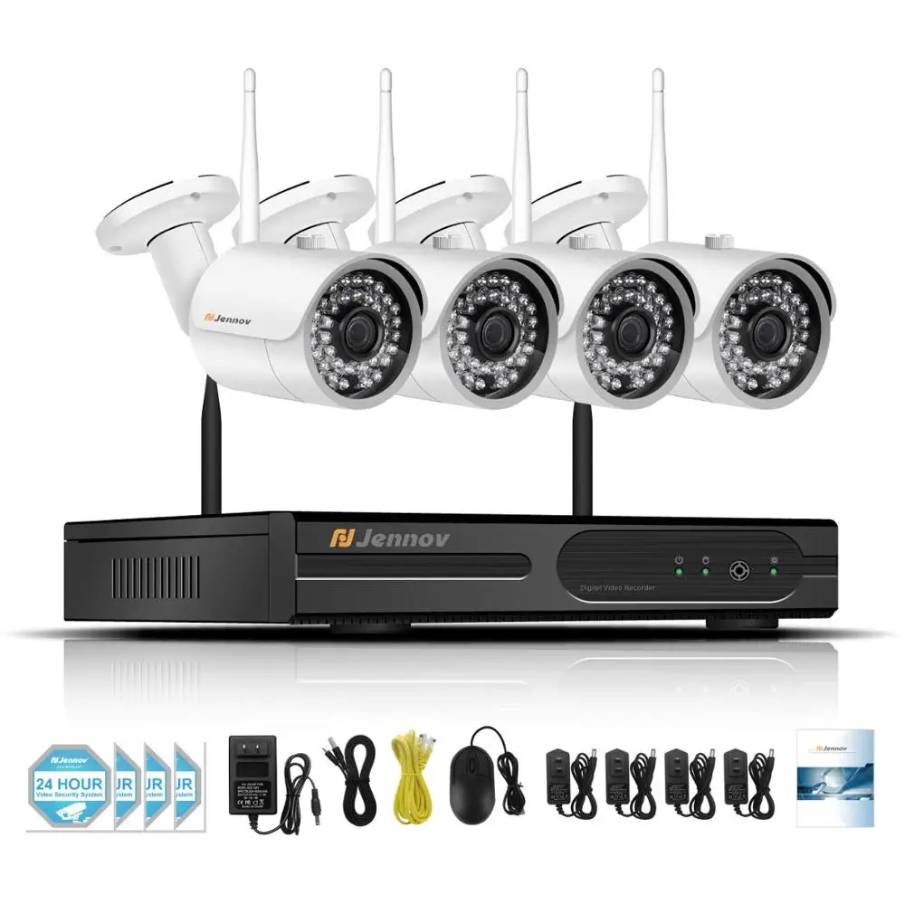 Jennov 1080 P Беспроводной видеонаблюдения Камера Системы 8CH NVR 2.0MP аудио запись Wi-Fi IP Камера камера наружного наблюдения с IP66 Водонепроницаемый - Цвет: 4 Pieces Cameras