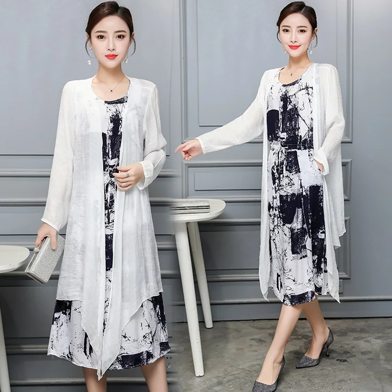 Хлопковый комплект из 2 предметов Винтажные Платья с цветочным принтом для