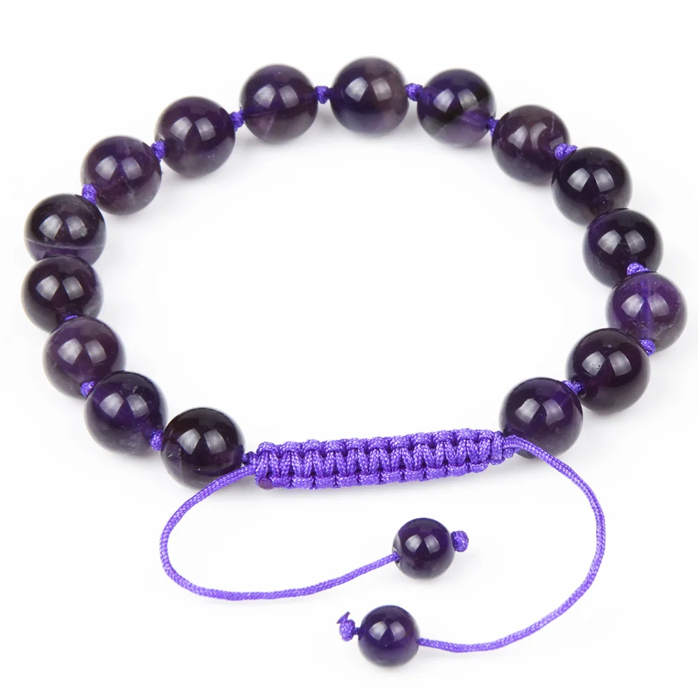 Популярный Плетеный Круглый браслет ручной работы 8 мм из бисера и Аметиста