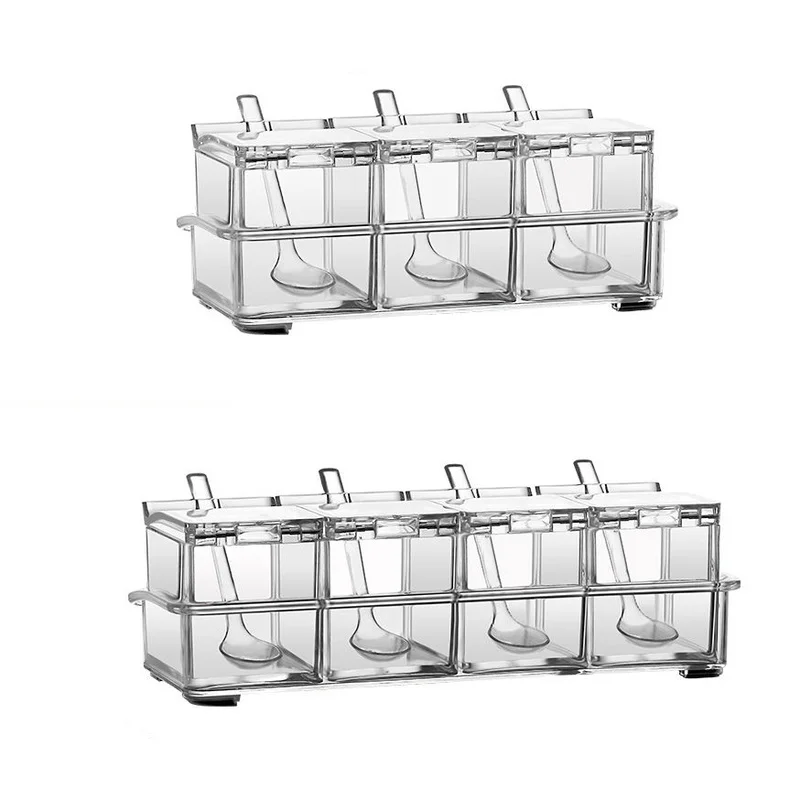 4-in-1 Kitchen Seasoning Box Salt Shaker Jar Household Condiment Bottle Storage Tools Spice Container | Дом и сад