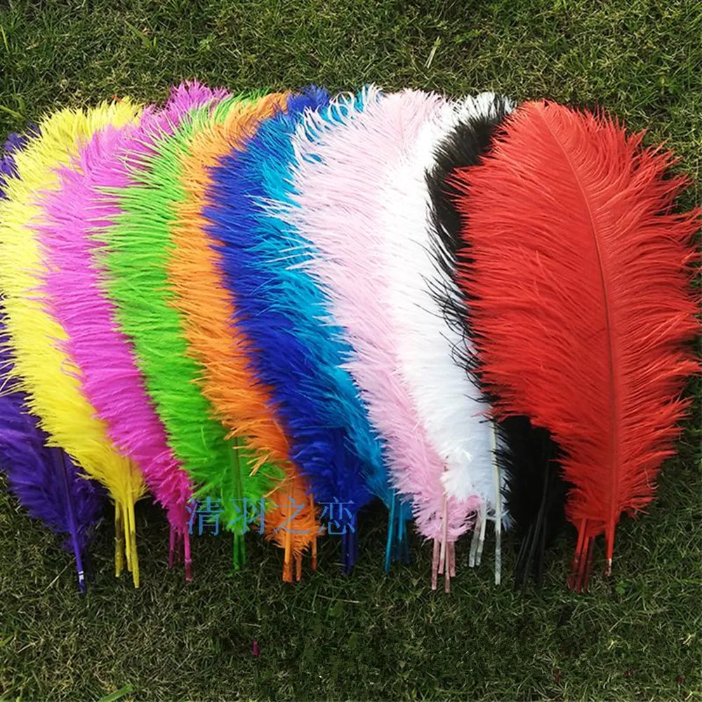 

100pcs/lot Wholesale Hard rod multicolor for choose natural Ostrich Feathers 45cm-50cm 18-20'' Wedding Christmas Decorations DIY