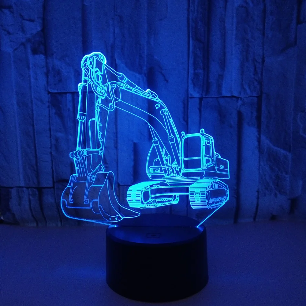 Экскаватор 3d лампа 7 цветов Пульт дистанционного управления 3d Светодиодная настольная лампа оригинальная 3d маленькие настольные лампы для гостиной