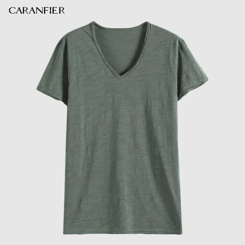 CARANFIER 2 шт. 3 4 футболка летняя новая мужская с коротким рукавом Лоскутная