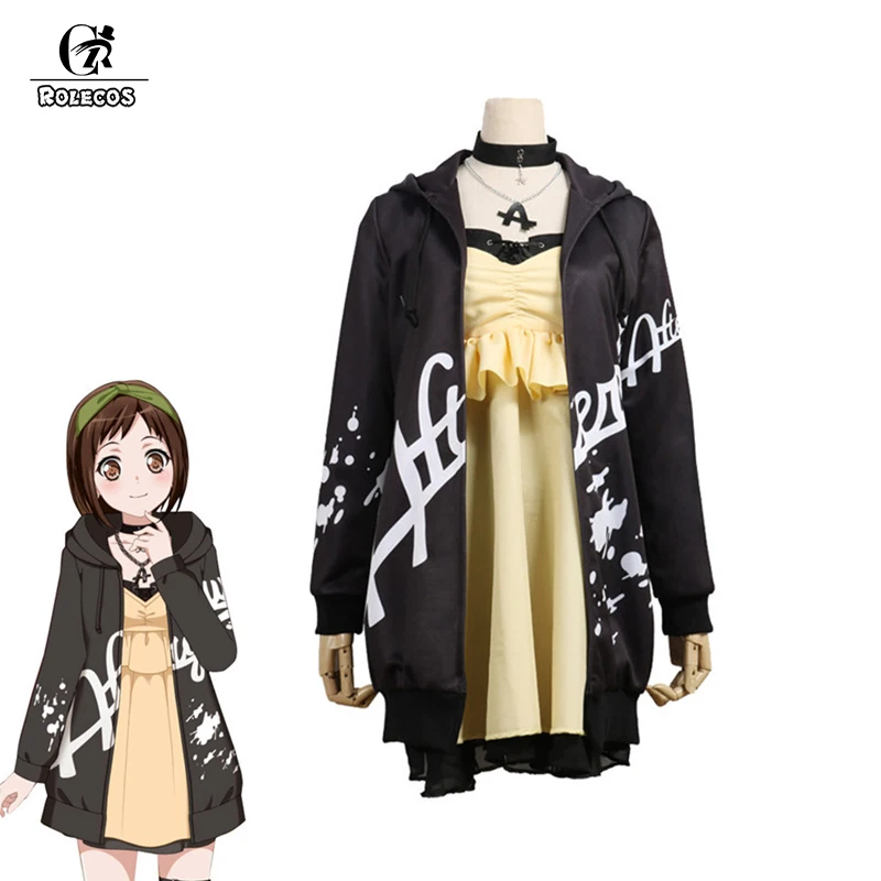Rolecos аниме Bang Dream! Afterglow Косплей костюмы Tsugumi Hazawa костюм куртка с желтым платьем для