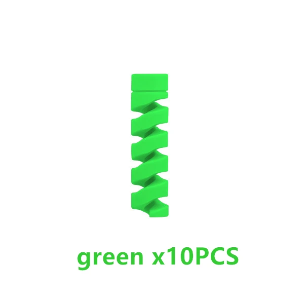 Зеленый 10 шт. спиральная трубка кабель протектор намотки провода шнур Органайзер держатель кабель заставка протектор для iPhone samsung xiaomi кабель - Цвет: Зеленый