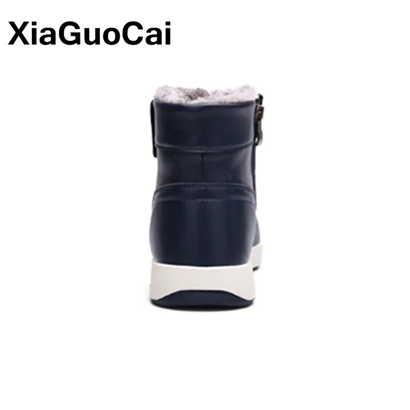 Xiaguocai зима теплая Мужские сапоги высокие Повседневная Мужская обувь из