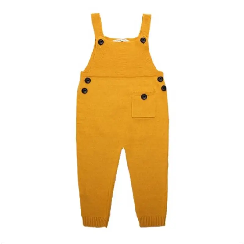 Yellow Малыш Спортивный костюм для девочек милый Последняя Мода Вязаный комбинезон Комбинезоны для женщин Бретели для нижнего белья Брюки для девочек для От 1 до 5 лет одежда для малышей - Цвет: Yellow