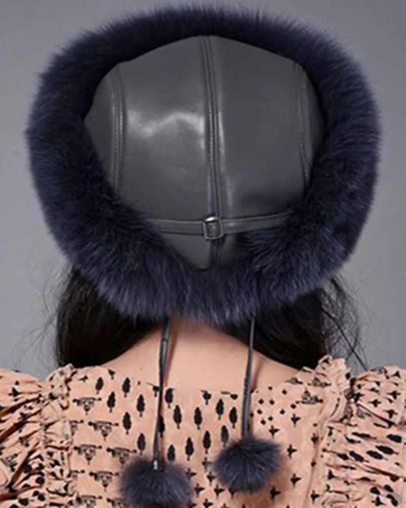 Женская шапка из лисьего меха 2017 новая зимняя теплая меховая натурального