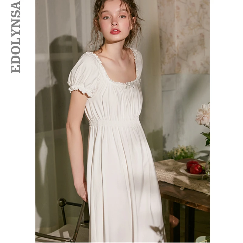 2019 Ретро ночное белье Винтаж Бишоп рукав квадратный воротник Высокая талия