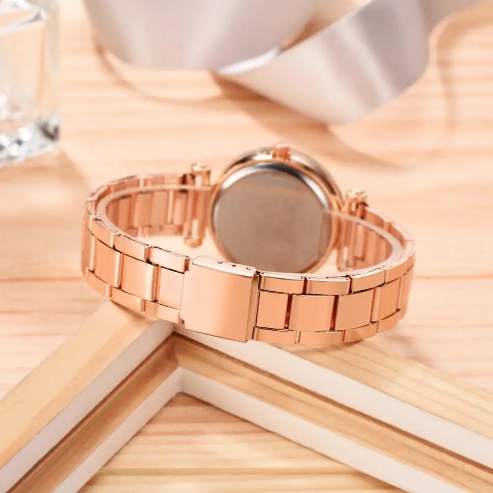 Роскошные женские часы из розового золота со звездным небесным циферблатом