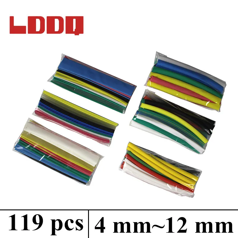 Термоусадочная трубка для кабеля 4/5/6/8/10/12 мм 7 цветов 119 шт.|cable sleeve|heat shrinkable tubeheat |