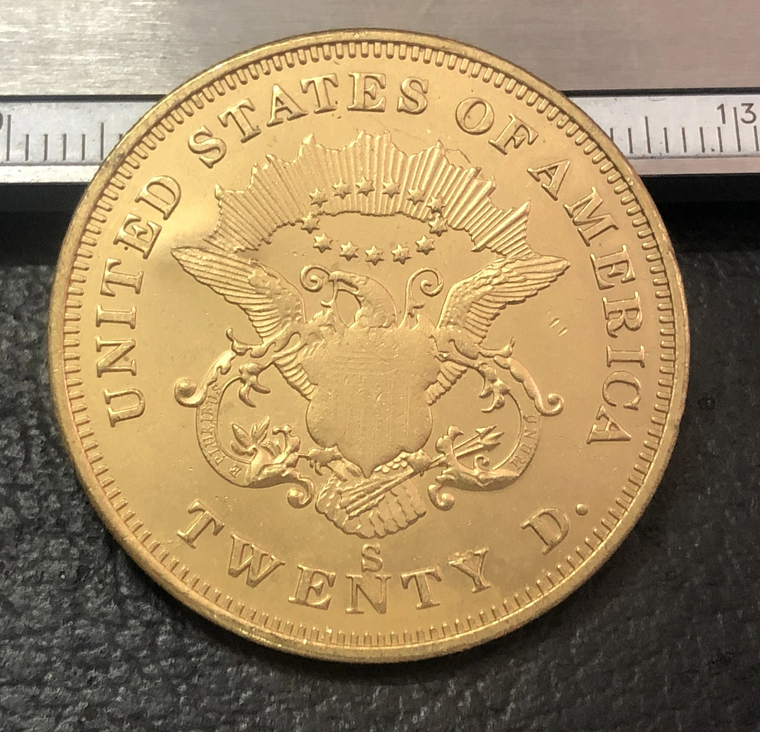 1851 P.O.S LIBERTY HEAD (без девиза на обороте) 20 долларов или DOUBLE EAGLE | Дом и сад
