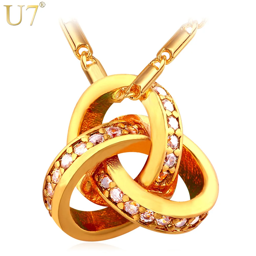 U7 Позолоченный Циркон Ожерелье С Камнями Для Женщин Ювелирные Изделия Цветок