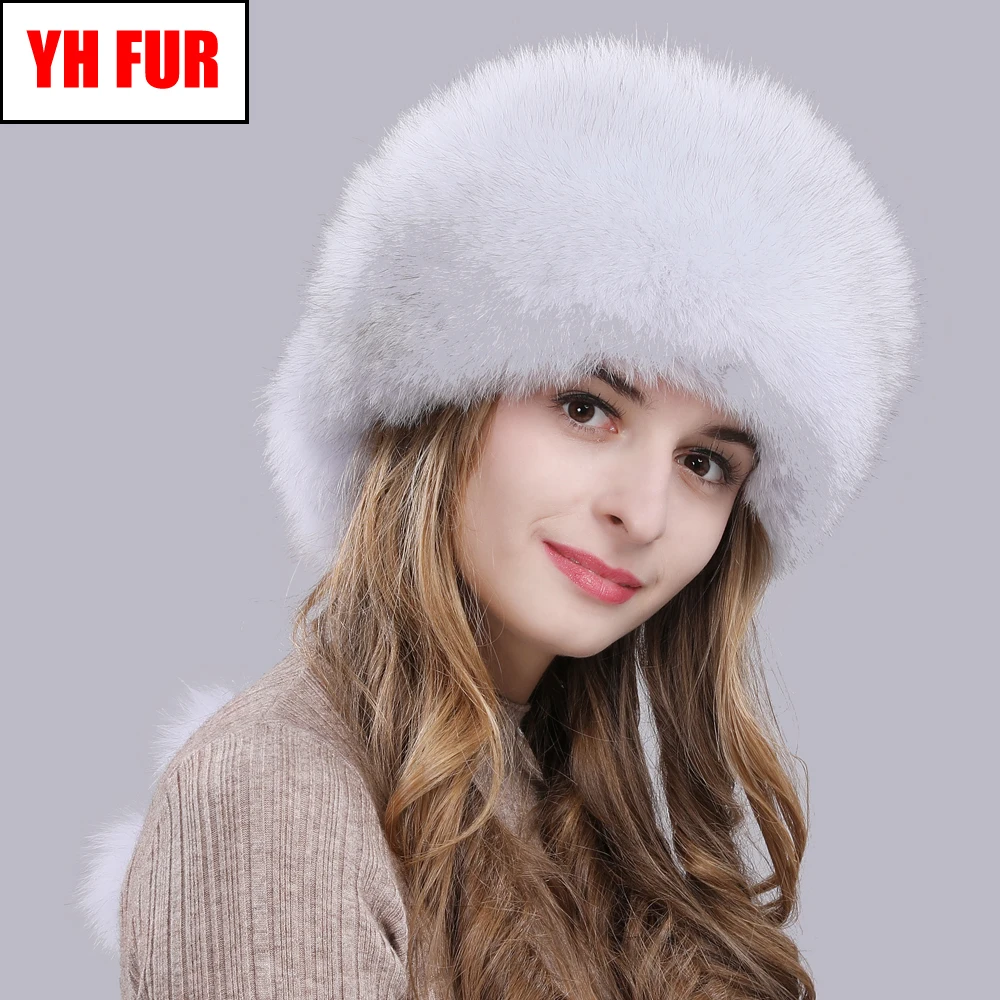 Женские сапоги для русской зимы из натурального меха лисы шапки-ушанки теплый