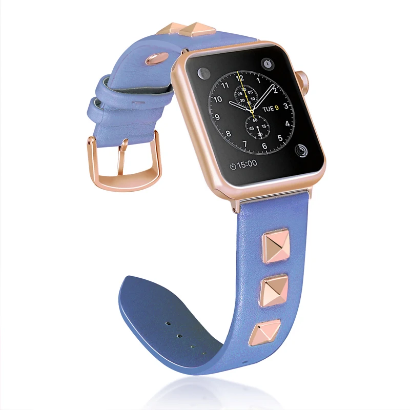 Заклепки стиль кожаный ремешок для Apple Watch 4 3 2 1 браслет ремешок для iwatch 44 мм 40 38 42 Роскошные петли аксессуары для наручных часов