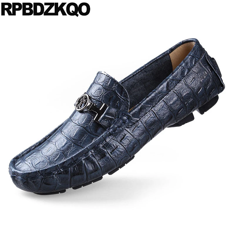 48 Alligator Loafers 47 Green Metal Python Leather Breathable Hollow Out Shoes Men Driving Spring Large Size 11 Crocodile Blue | Обувь