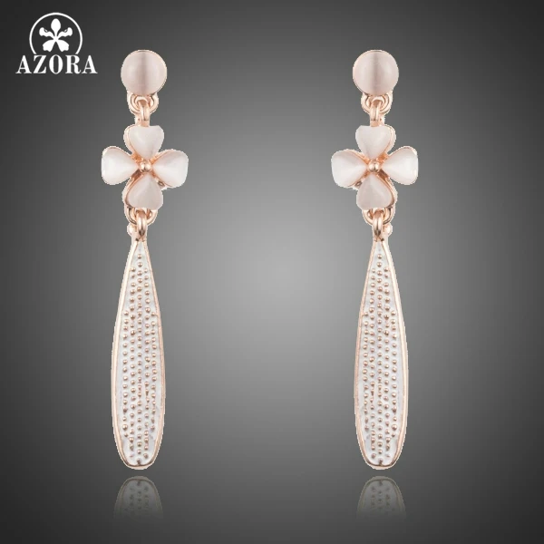 Женские цветущие серьги кактус AZORA Fashion розового золота TE0215|earrings for|earrings fashionearrings