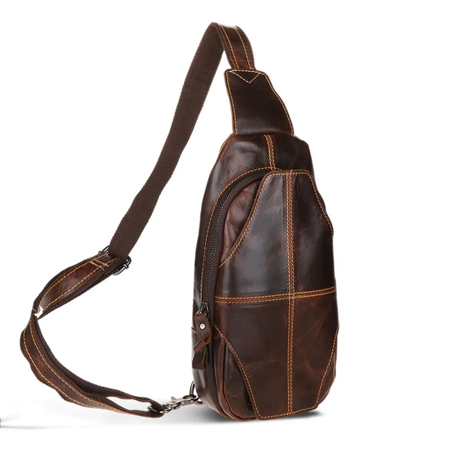 YOGOBOR 2017 Hot Genuine Leather Men Shoulder Bag Fashion Trending Oil Wax Mens Crossbody Coffee Chest Pack Bags |