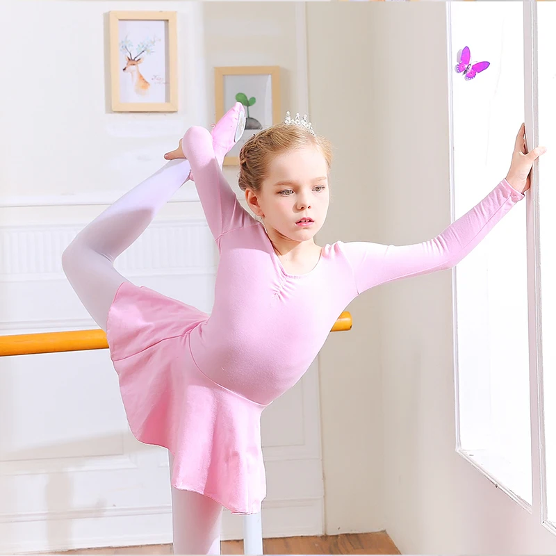 TIEJIAN 2PCS Children Dance Costume Long Sleeve Girls Gymnastics Ballet Dress+Safety Shorts Sets/vestido manga larga gimnasia 28 |