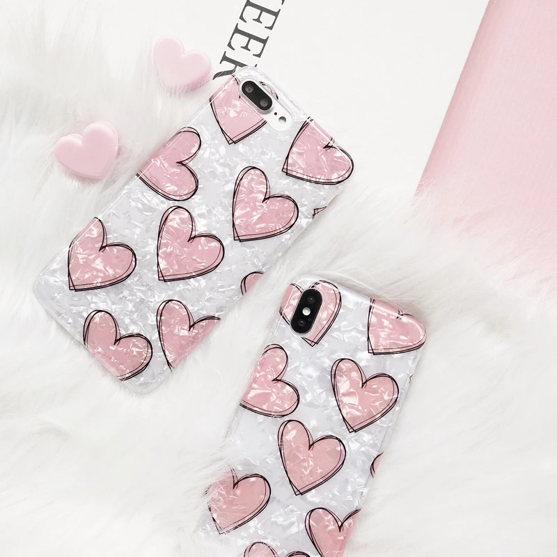 Pink Girly Love Heart Marble Case For Huawei P20 Pro case Soft Silicone Cover for Nova 3i 3 2s Mate 20 Coque Capa |