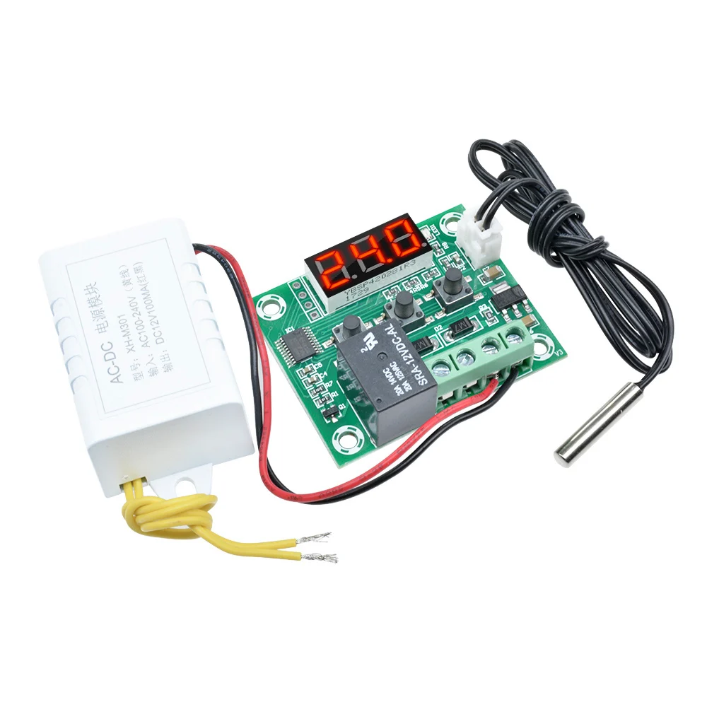 AC 110V-220V Red W1209 светодиодный цифровой термостат контроль температуры термометр термо контроль Лер модуль переключателя DC 5 в 12 В 24 В AC 110 В-220 В NTC - Цвет: AC 110V-220V Red