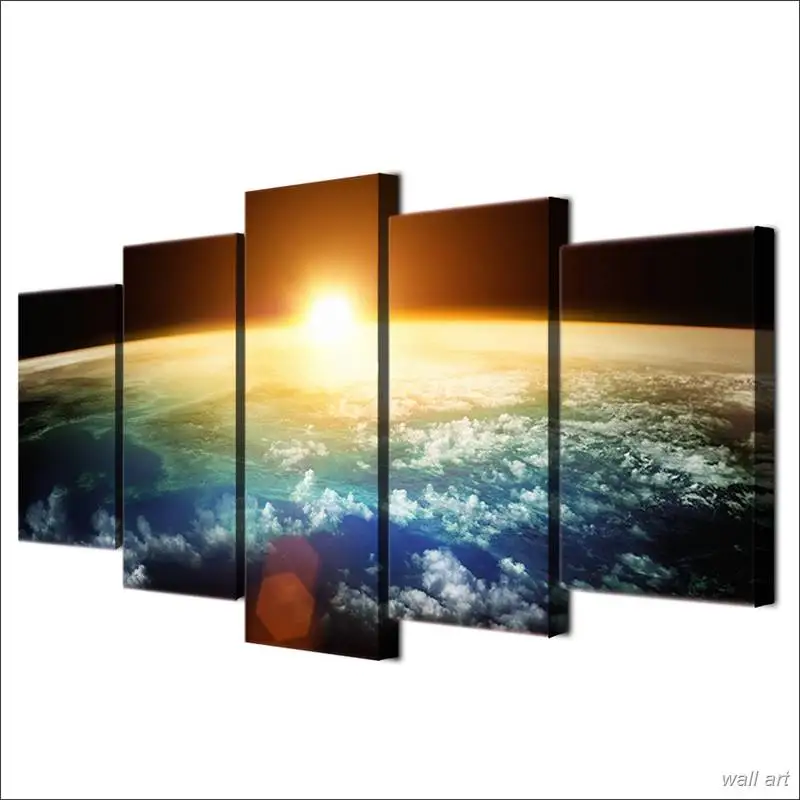 Модульная холст Hd печатает фотографии Декор в гостиную Wall Art рамка 5 шт. Вселенная