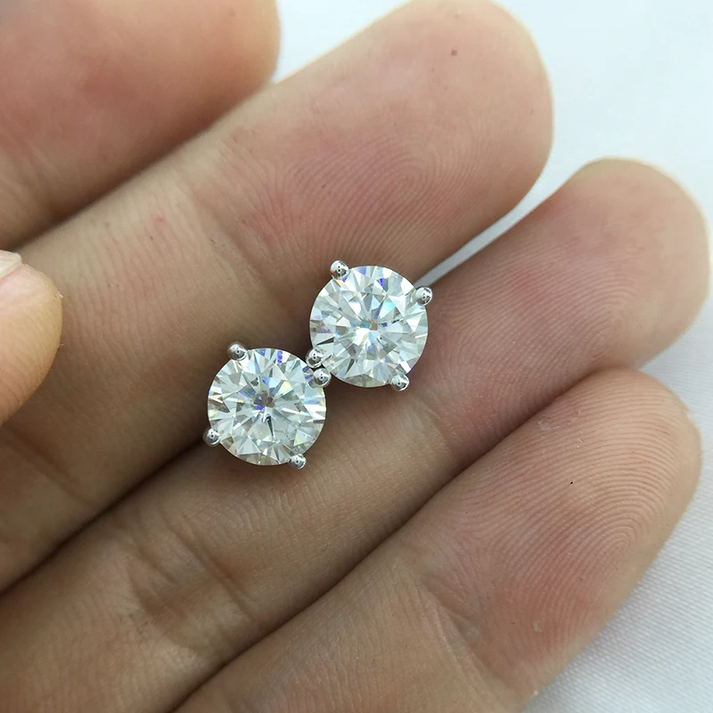Genuine14K 585 белого и желтого золота Push Back 8 мм 4ctw F цвет тесты положительный Выращенный в лаборатории Муассанит diamond серьги для женщин