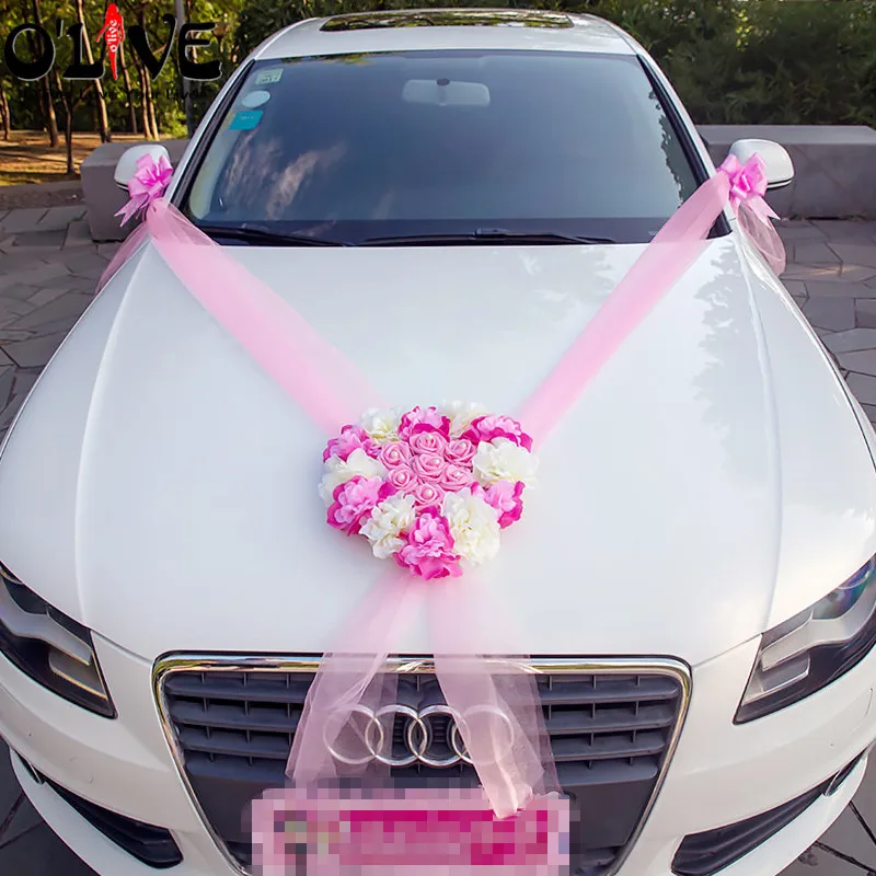Artificial Flowers Car Decoration Sets Wedding Pompoms Silk Flower Foam Pearl Garland DIY Wreath Accessories | Дом и сад