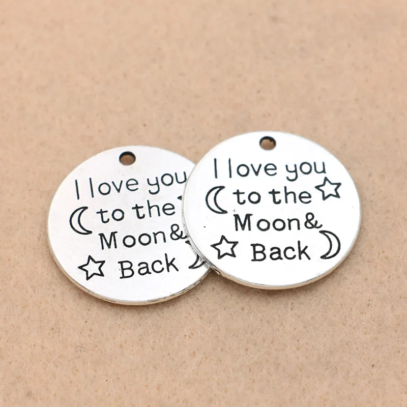 6 шт. античное посеребренное покрытие I Love You to the Moon and Back подвеска для браслета